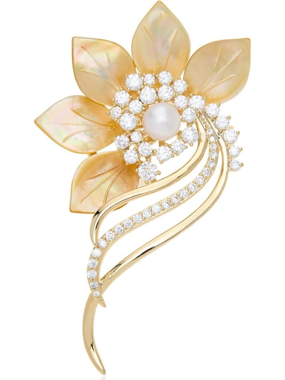 Elegant Flower Brooch Pin for Women, High-End Natural Shell & Freshwater Culture